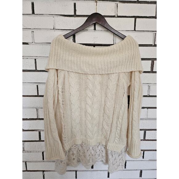 Knox Rose Cream Off the Should Sweater Tunic Womens Large - Picture 4 of 4